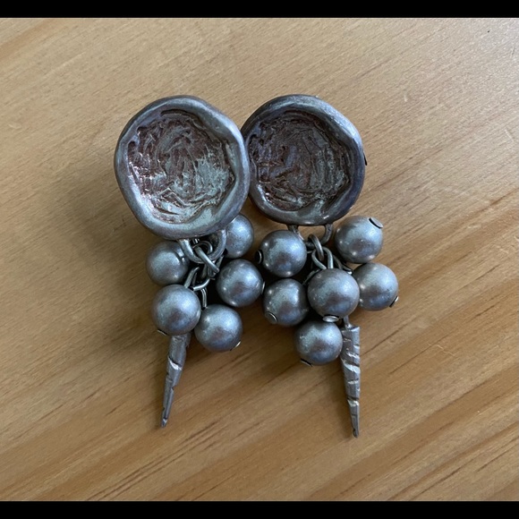 Celia Landman silver beaded earrings - Picture 1 of 3